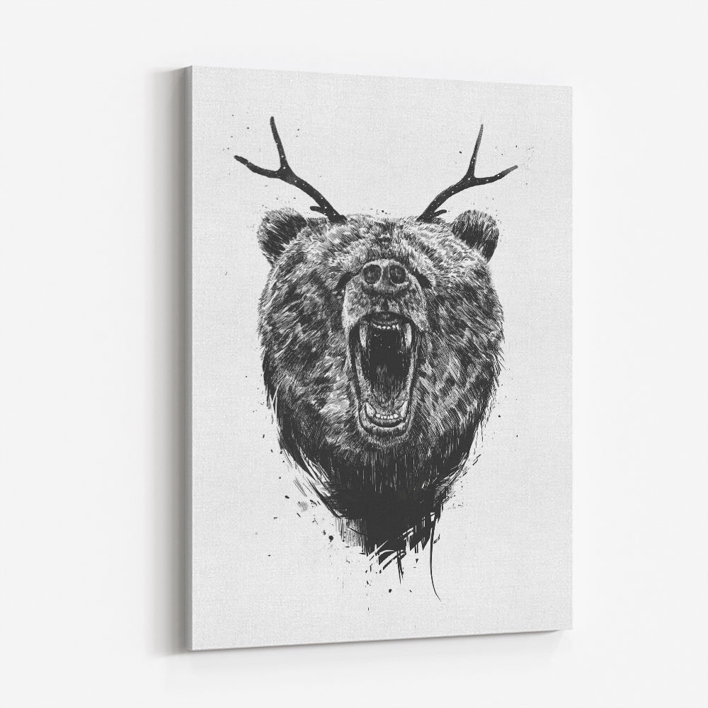 Angry Bear with Antlers