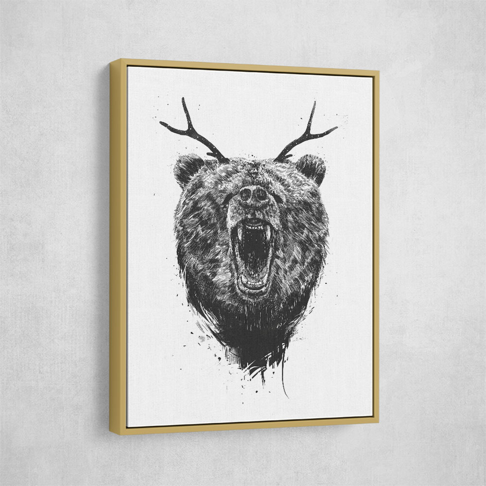 Angry Bear with Antlers