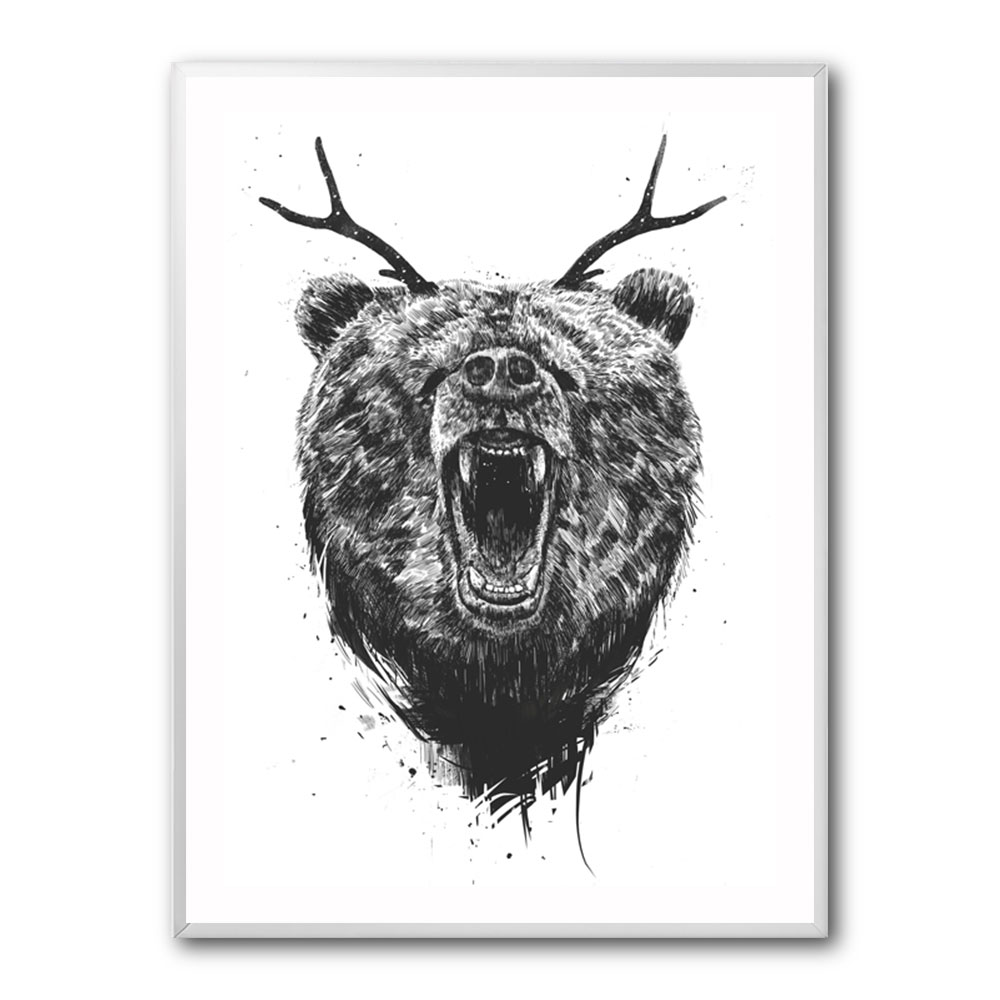 Angry Bear with Antlers