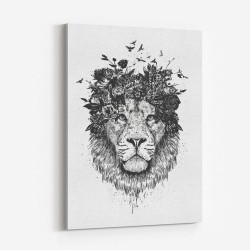 Floral Lion Black & White