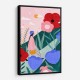 Woman Walking in Flower Garden