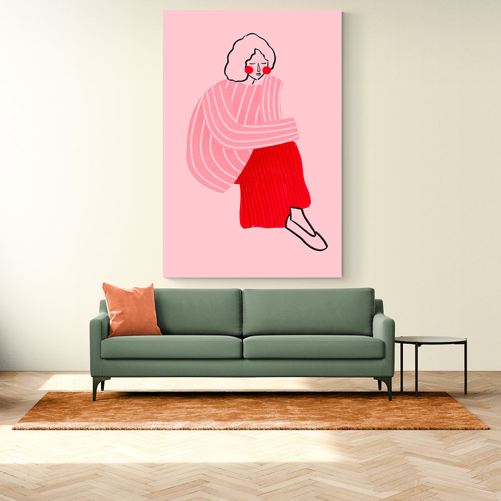 Pink and Red Line Lady