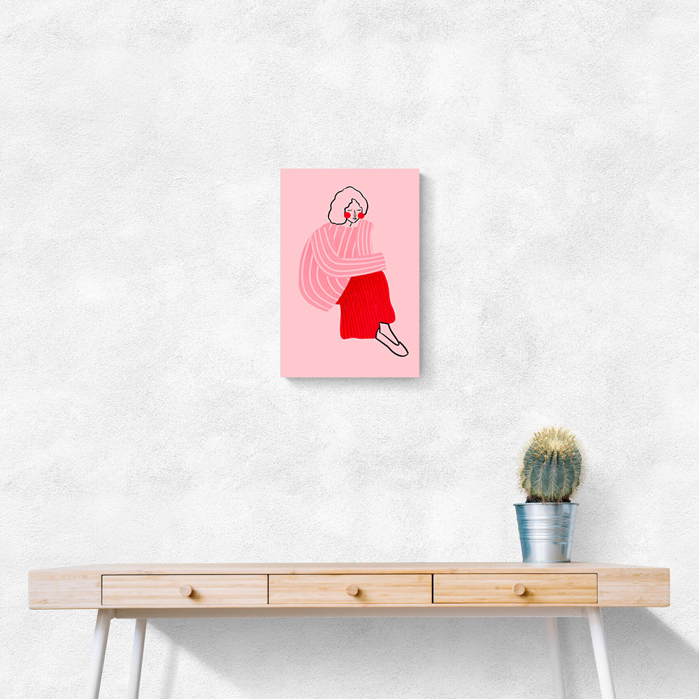 Pink and Red Line Lady