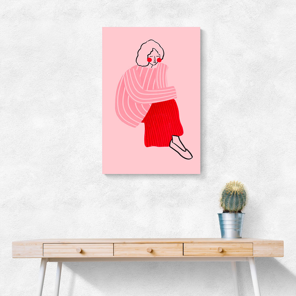 Pink and Red Line Lady