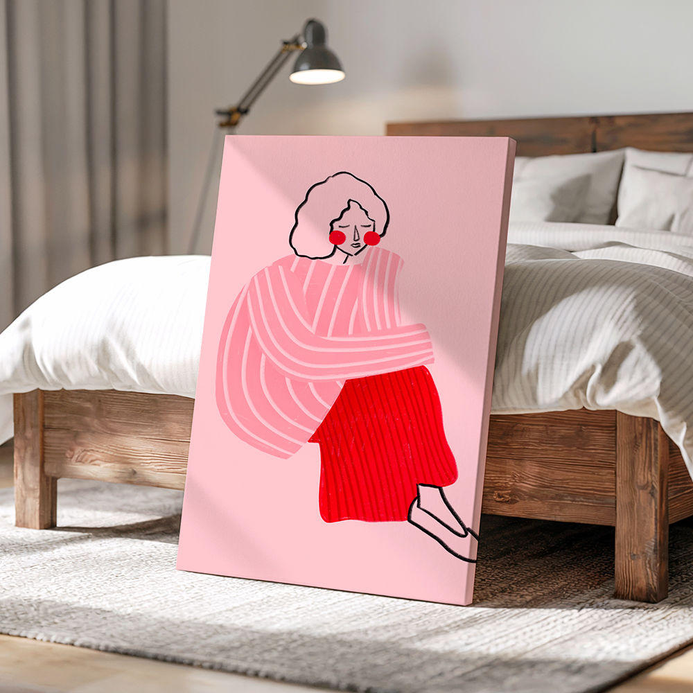 Pink and Red Line Lady
