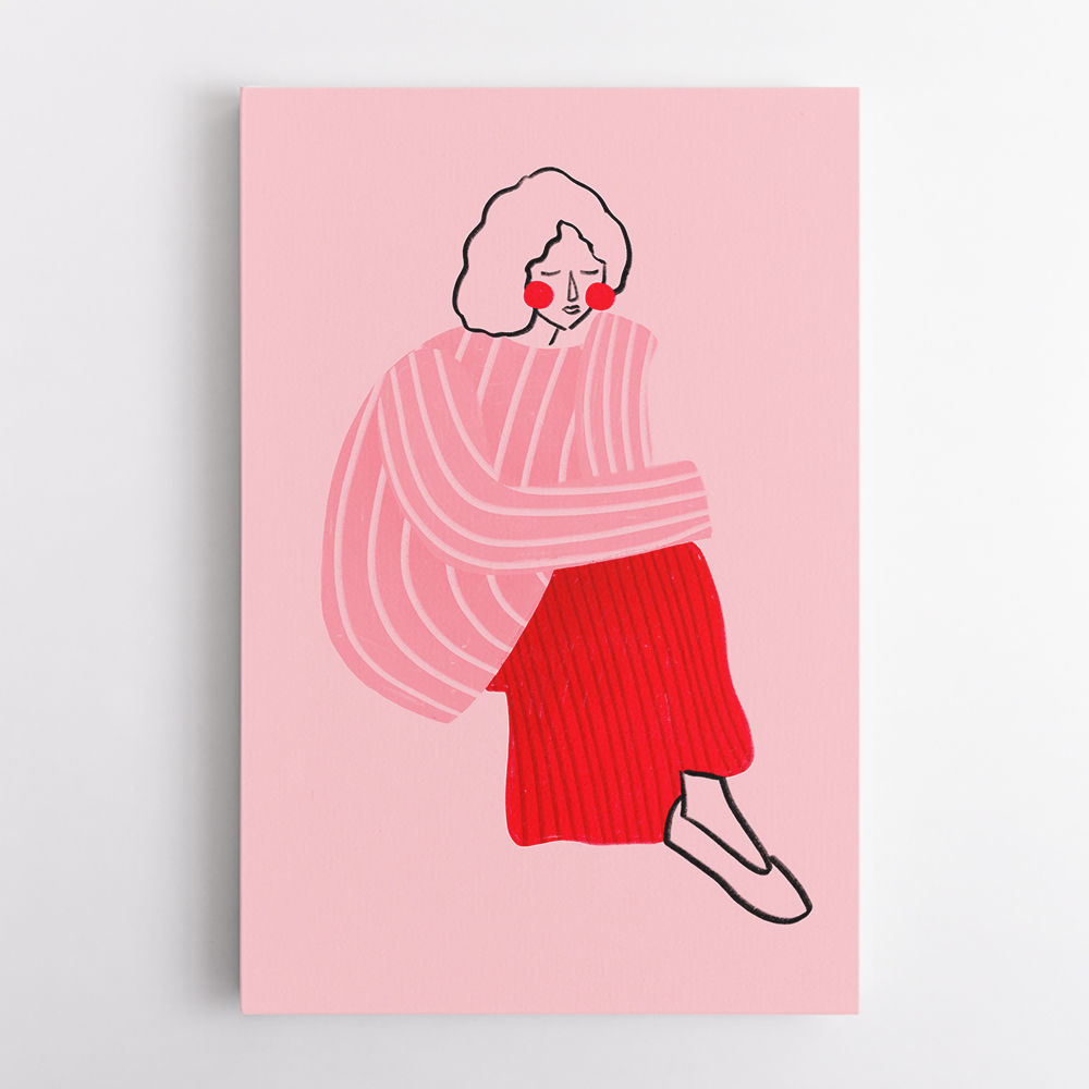 Pink and Red Line Lady