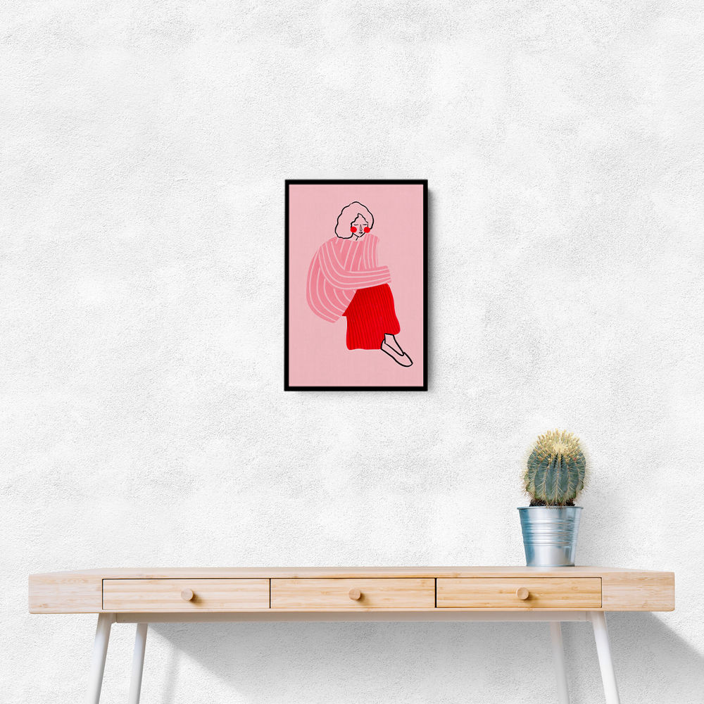Pink and Red Line Lady