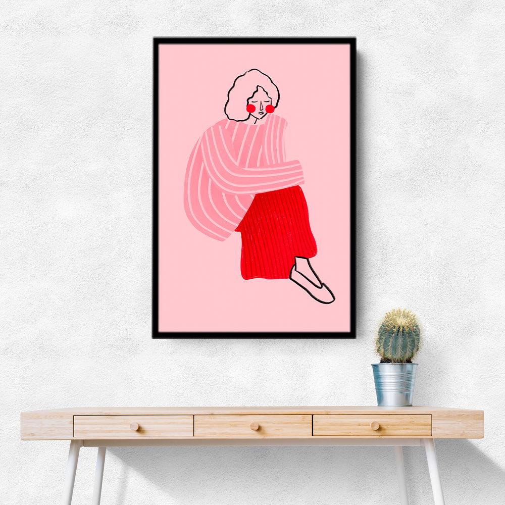 Pink and Red Line Lady