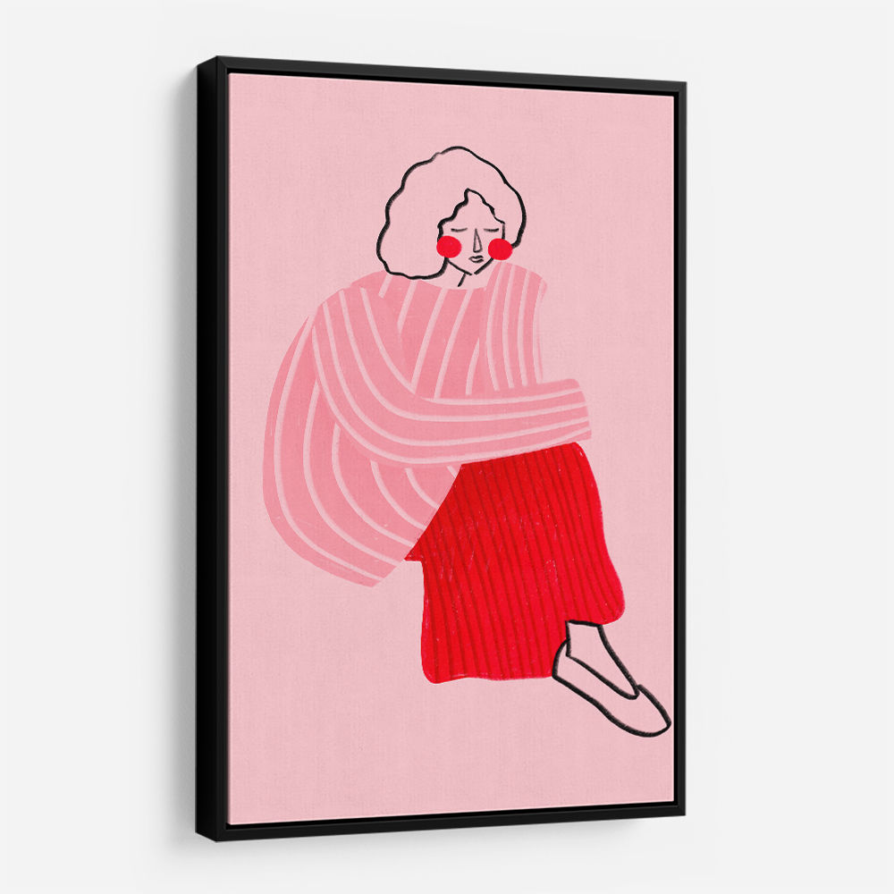 Pink and Red Line Lady