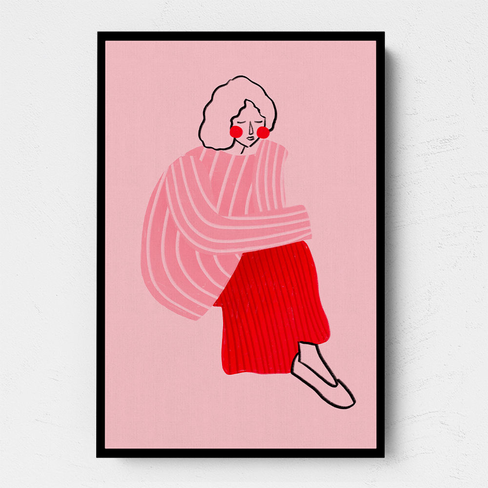 Pink and Red Line Lady