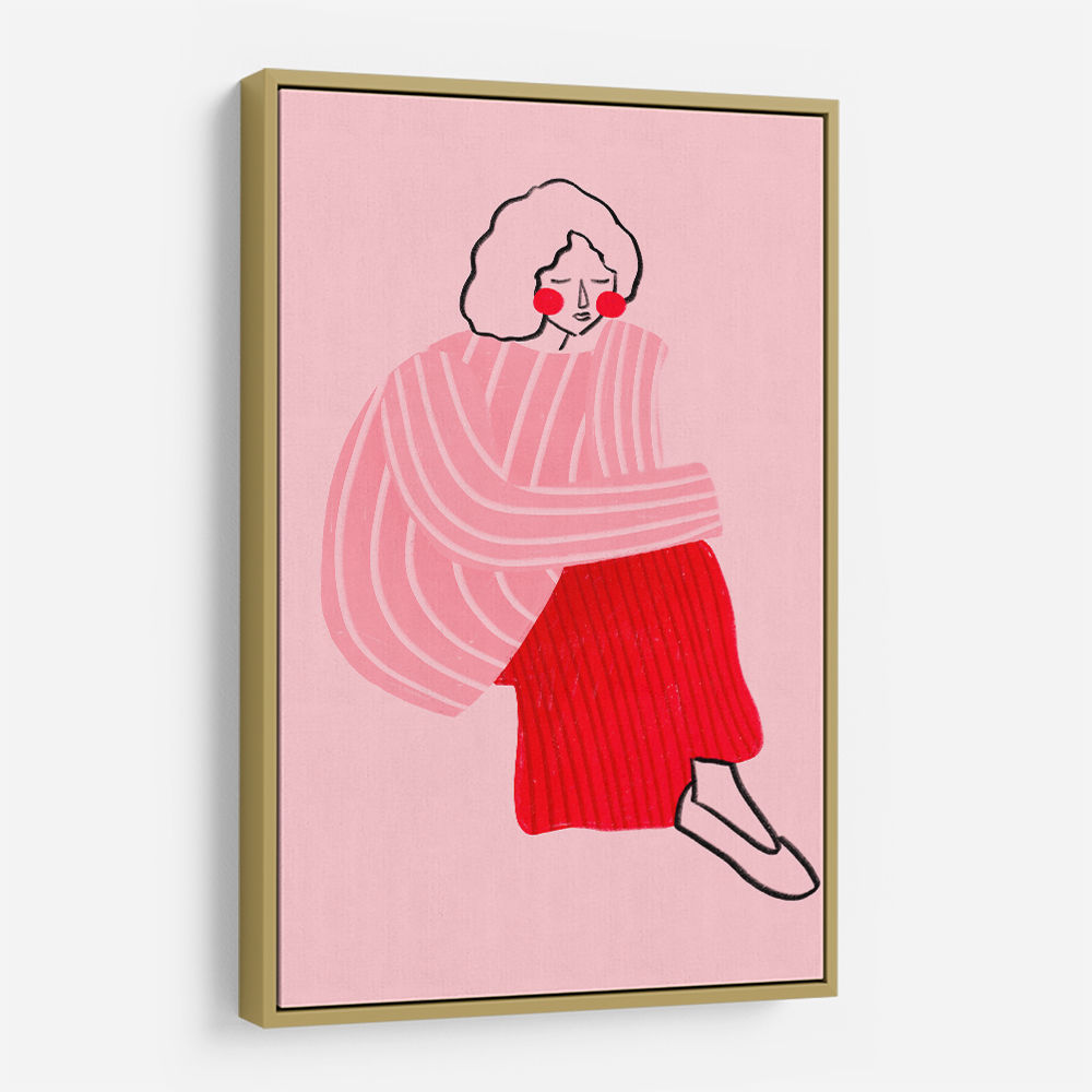 Pink and Red Line Lady