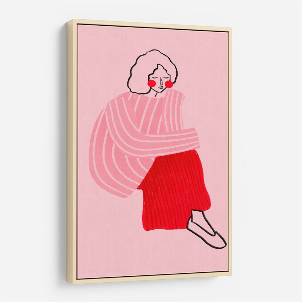 Pink and Red Line Lady