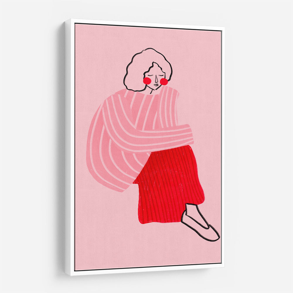 Pink and Red Line Lady