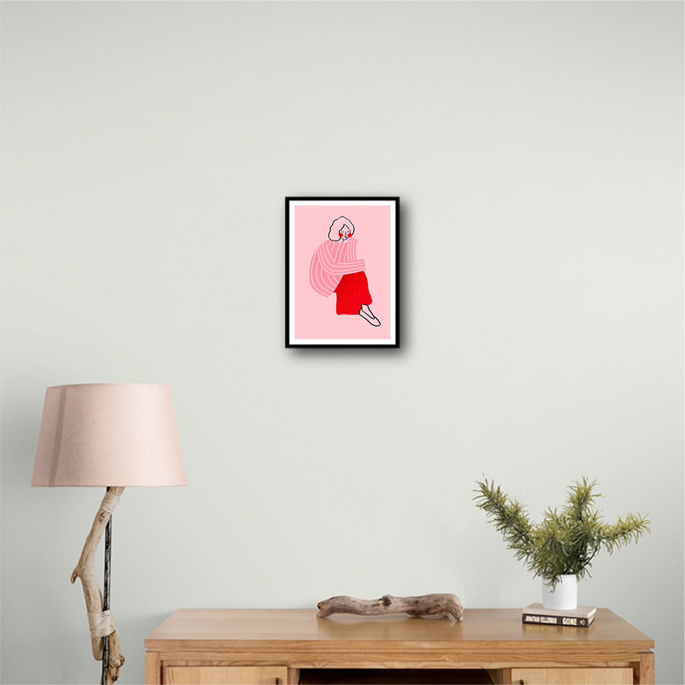 Pink and Red Line Lady