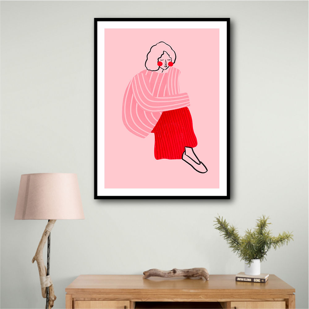 Pink and Red Line Lady