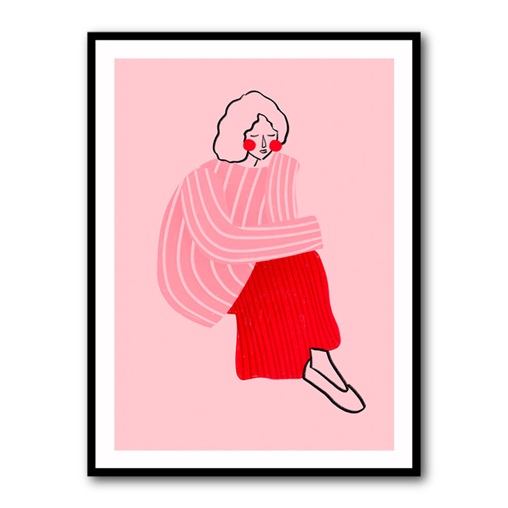 Pink and Red Line Lady