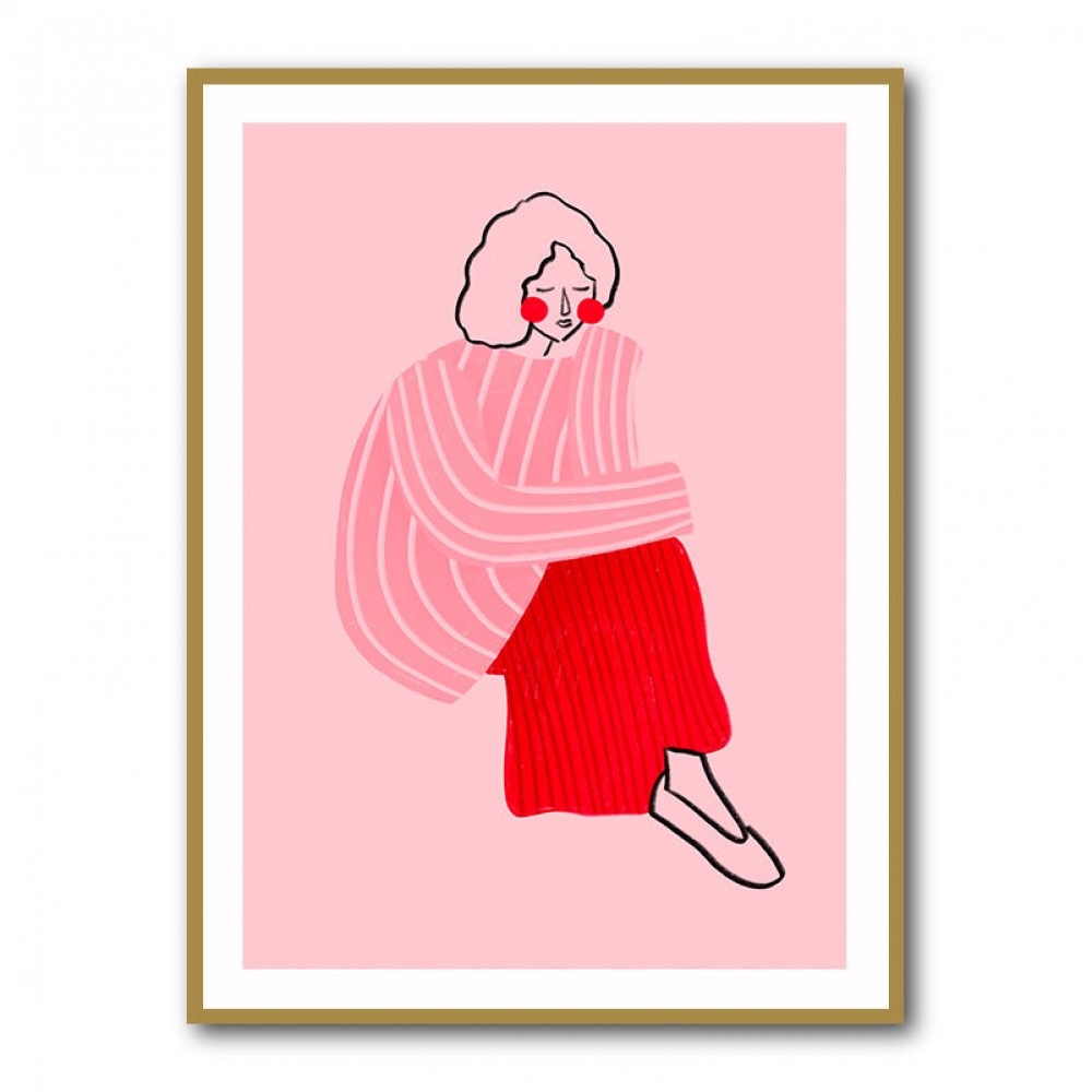 Pink and Red Line Lady