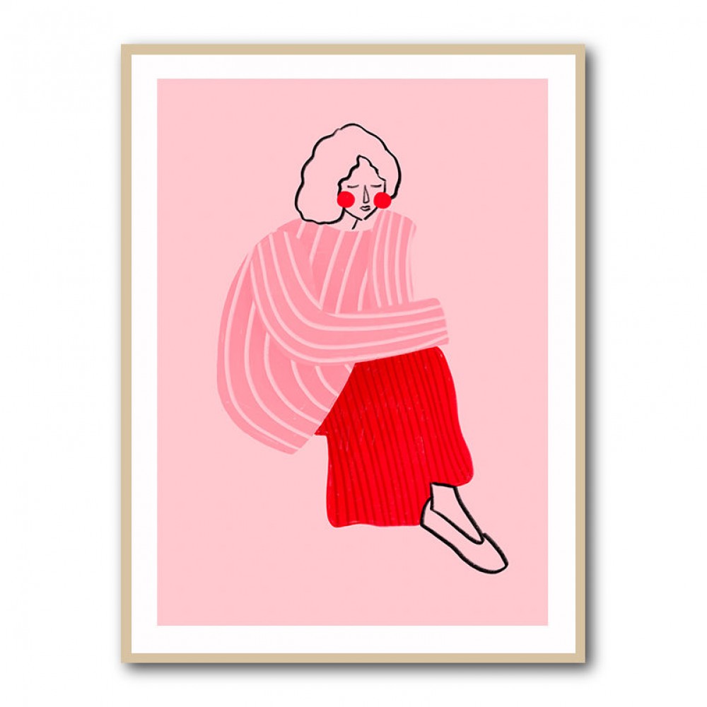 Pink and Red Line Lady