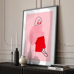 Pink and Red Line Lady