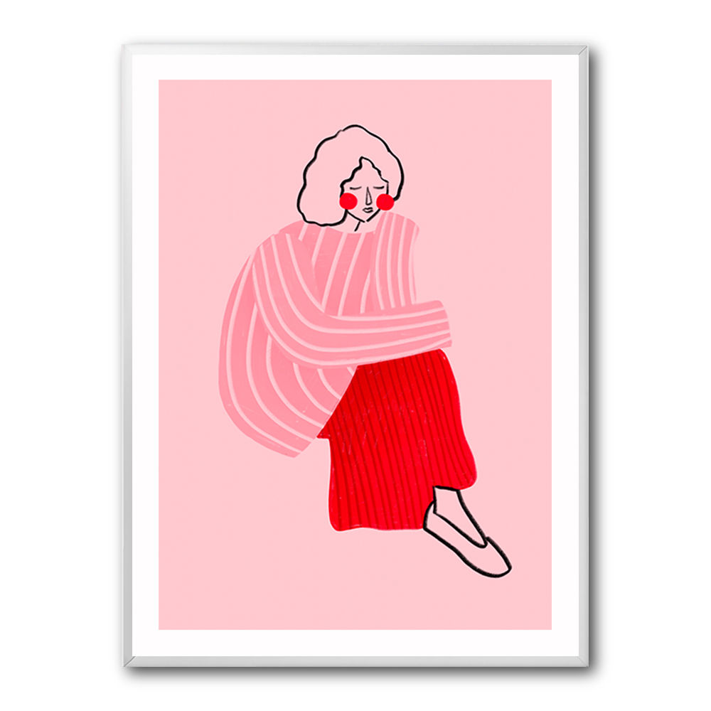 Pink and Red Line Lady