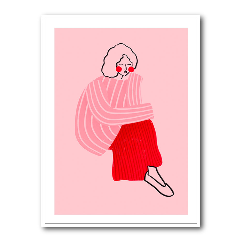 Pink and Red Line Lady
