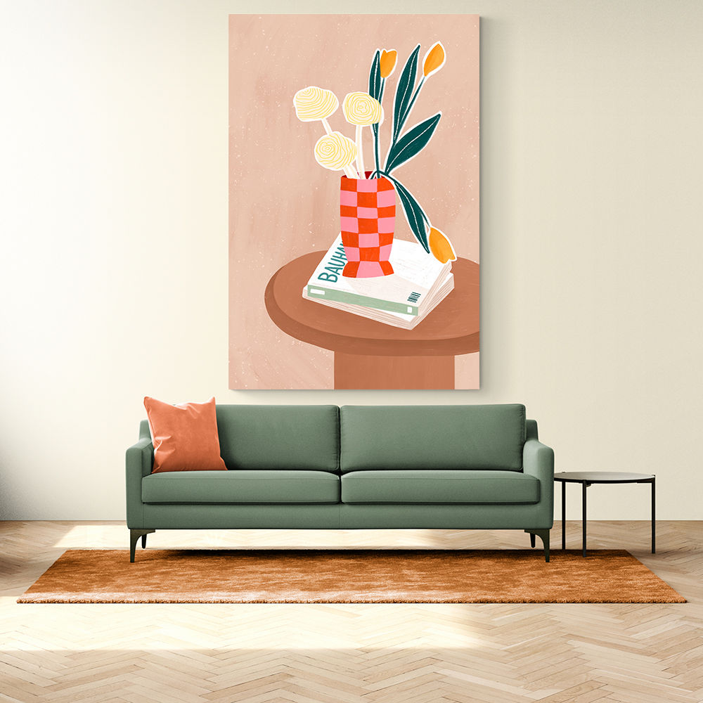 Flower With a Checkered Red Vase