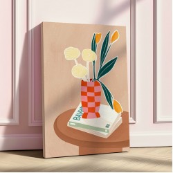 Flower With a Checkered Red Vase