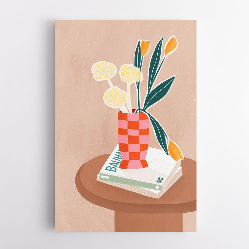 Flower With a Checkered Red Vase
