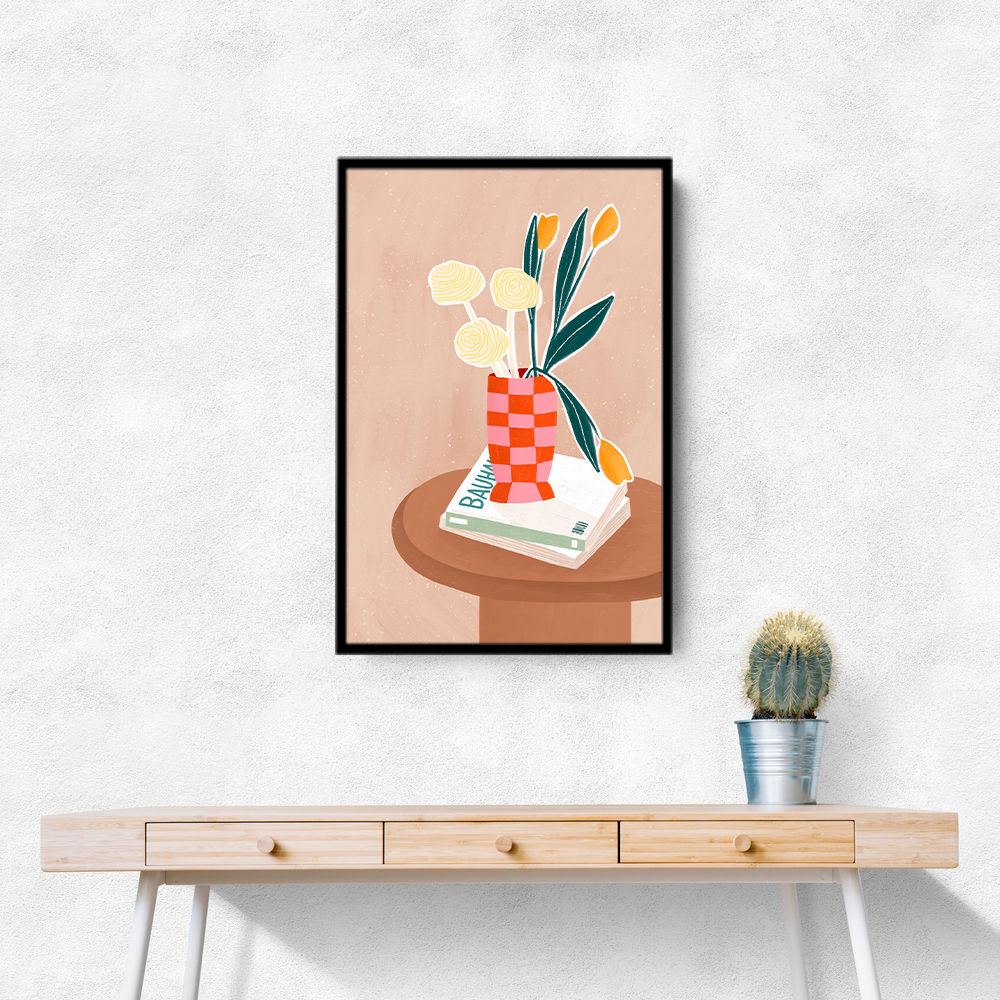 Flower With a Checkered Red Vase