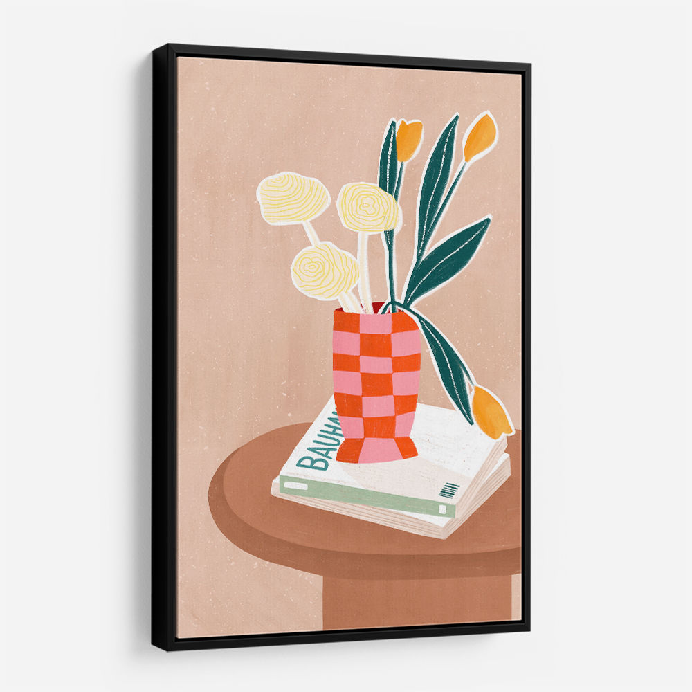 Flower With a Checkered Red Vase