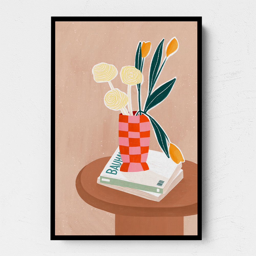 Flower With a Checkered Red Vase