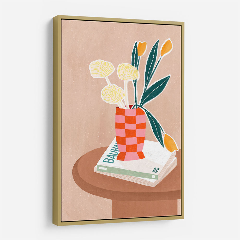 Flower With a Checkered Red Vase