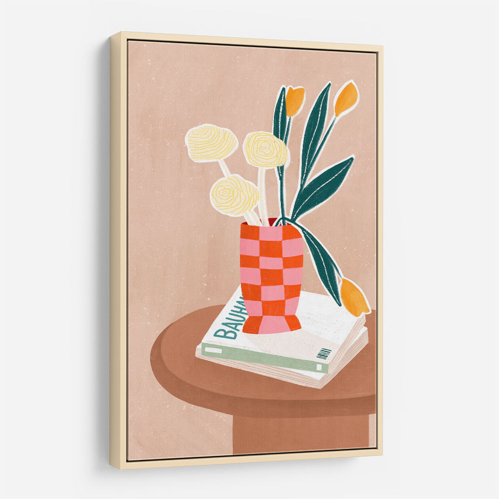 Flower With a Checkered Red Vase