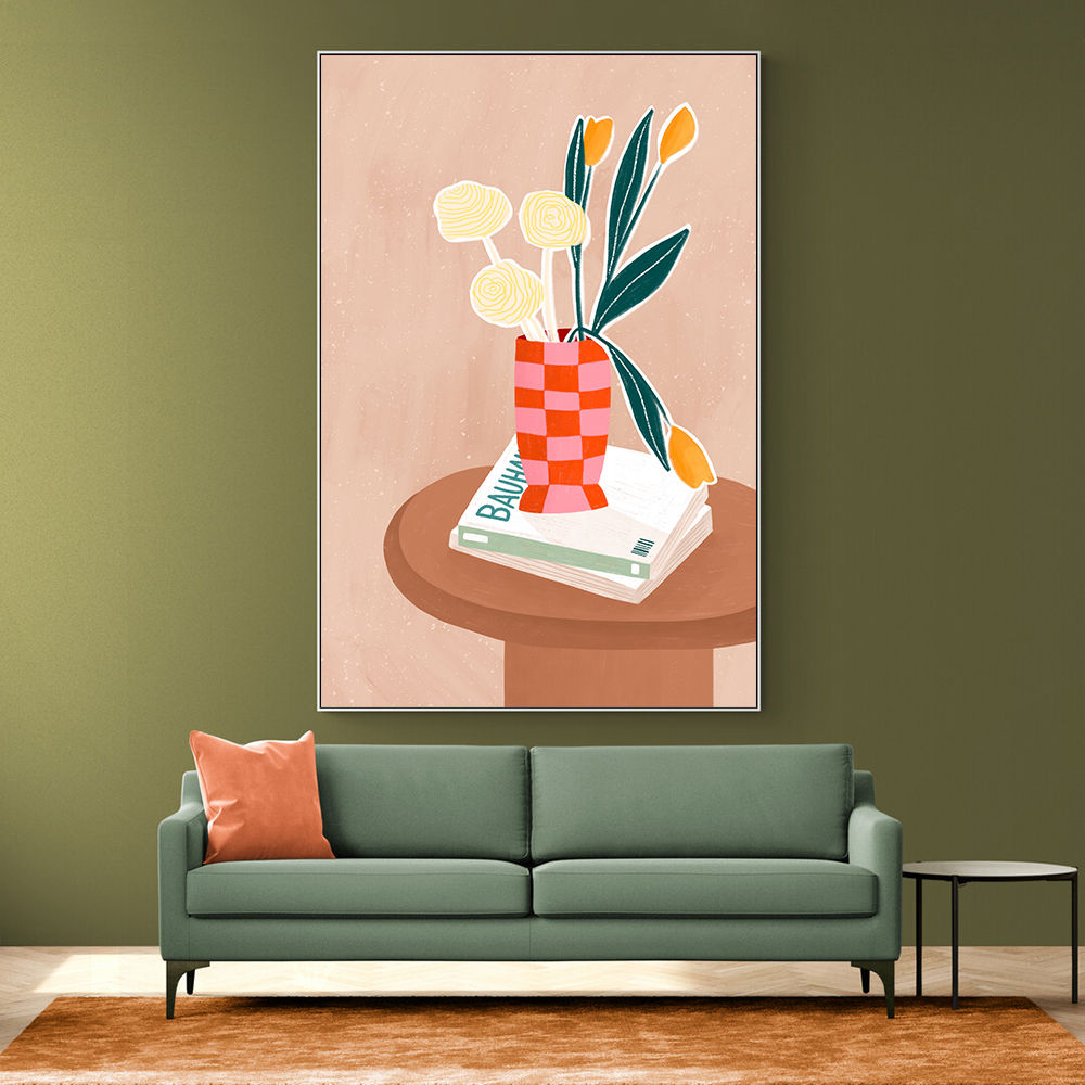 Flower With a Checkered Red Vase