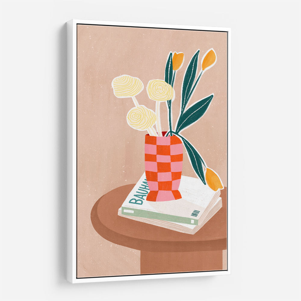 Flower With a Checkered Red Vase