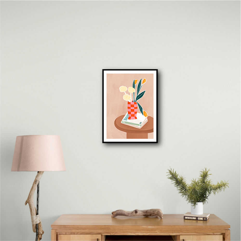 Flower With a Checkered Red Vase