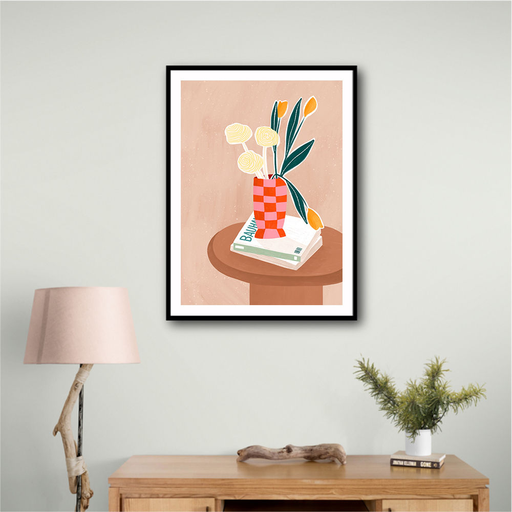 Flower With a Checkered Red Vase