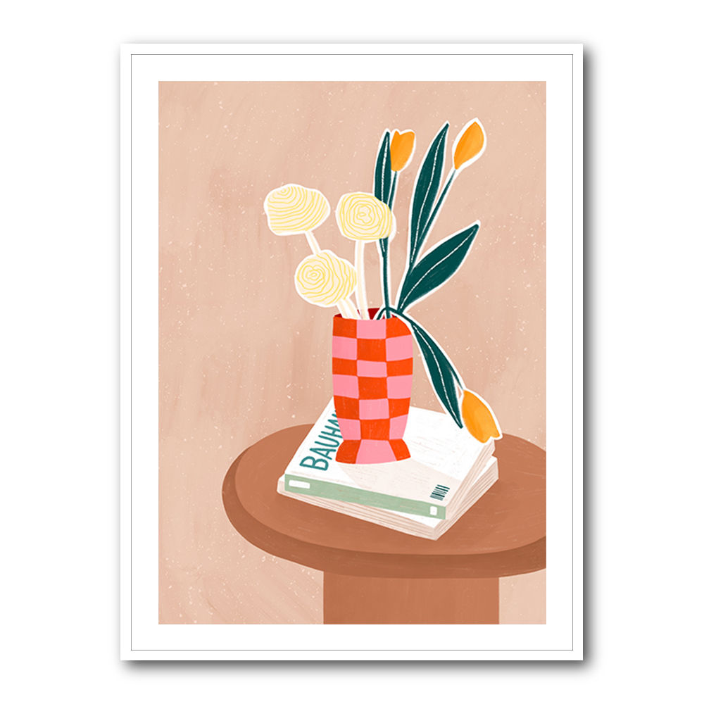 Flower With a Checkered Red Vase