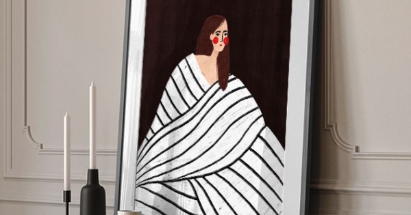The Woman With Black and White Stripes Wall Art