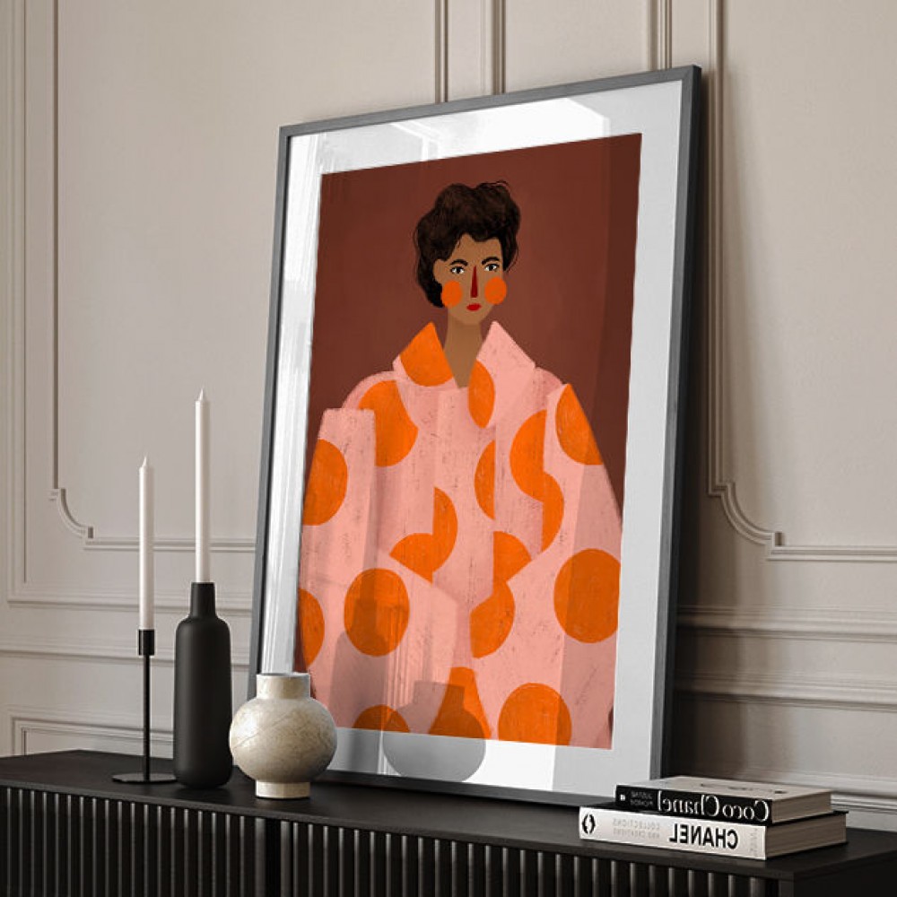 Woman With Orange Dots