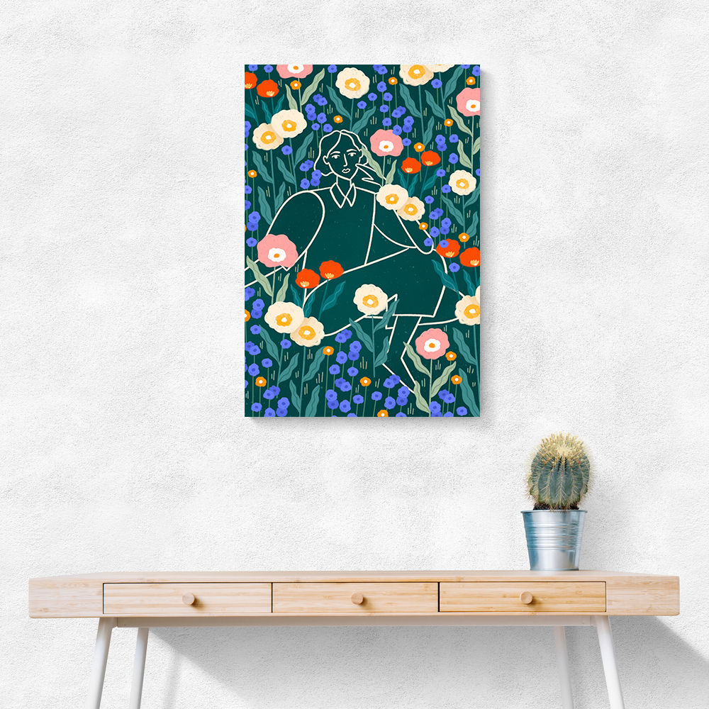 Line Lady With Florals