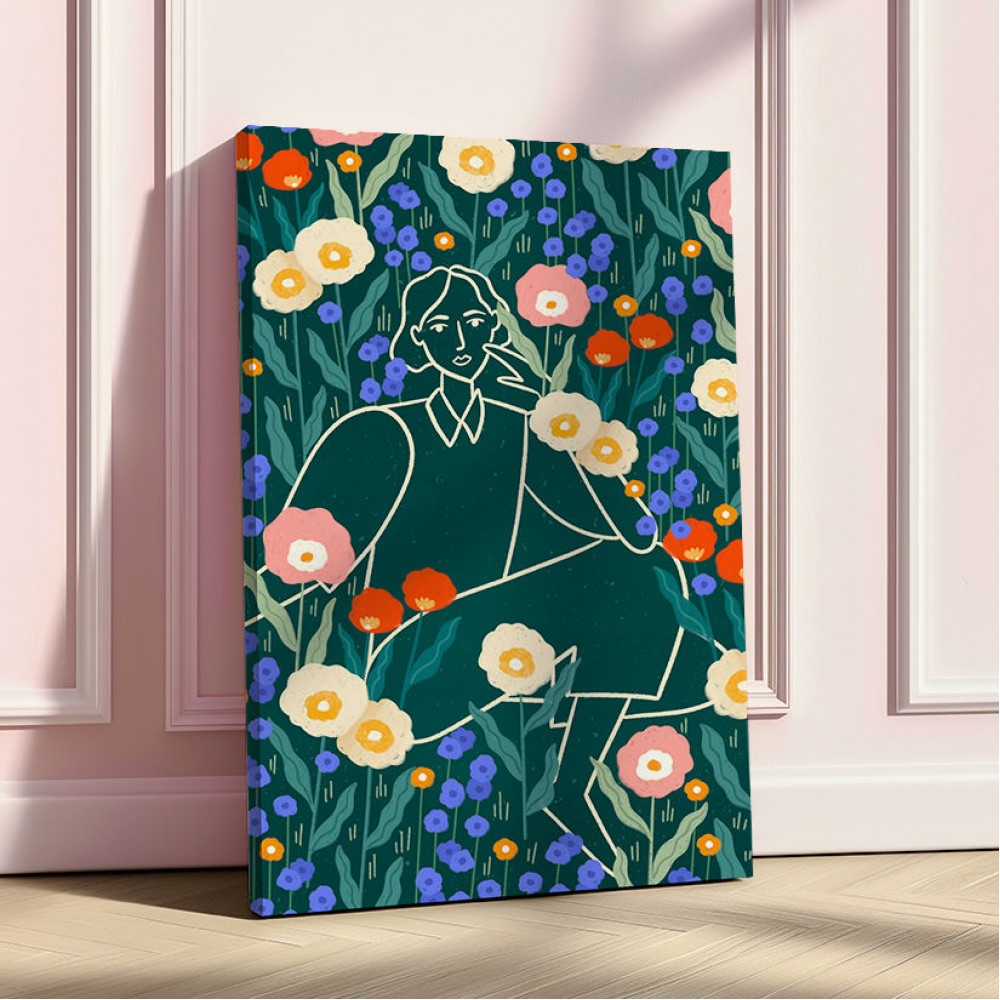 Line Lady With Florals