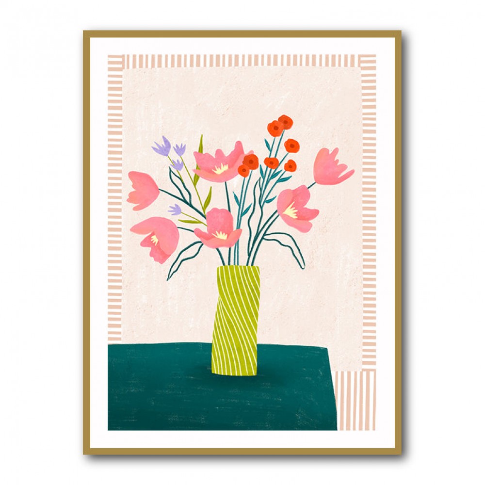 Colorful Blossoms in Stripes