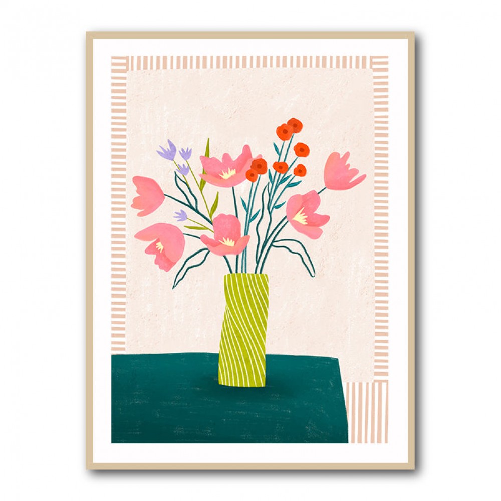 Colorful Blossoms in Stripes