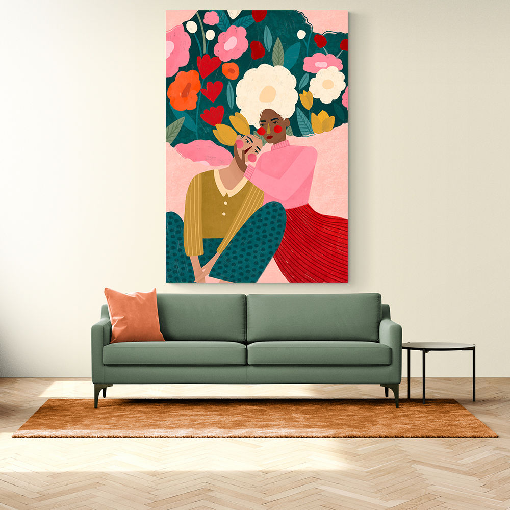 Embracing Couple  In Floral Embrace