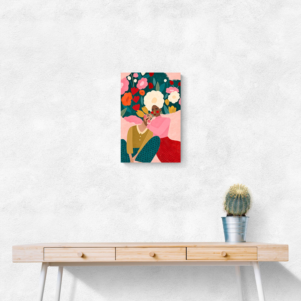 Embracing Couple  In Floral Embrace