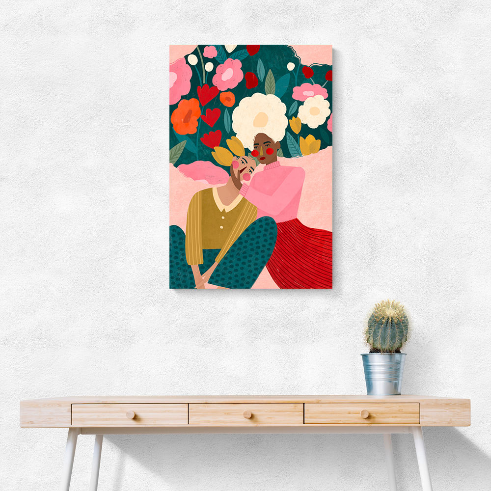 Embracing Couple  In Floral Embrace