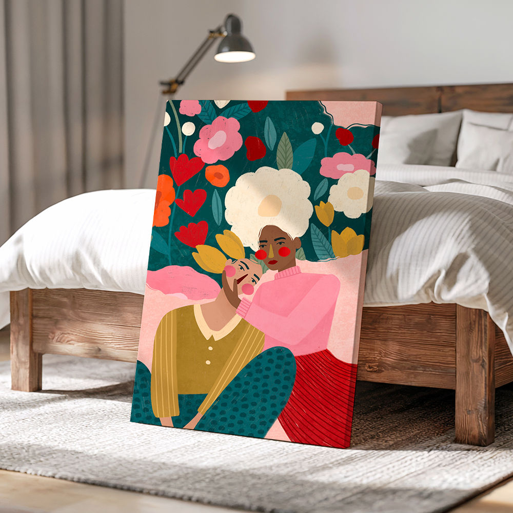 Embracing Couple  In Floral Embrace