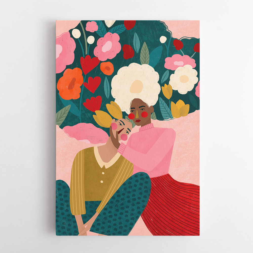 Embracing Couple  In Floral Embrace