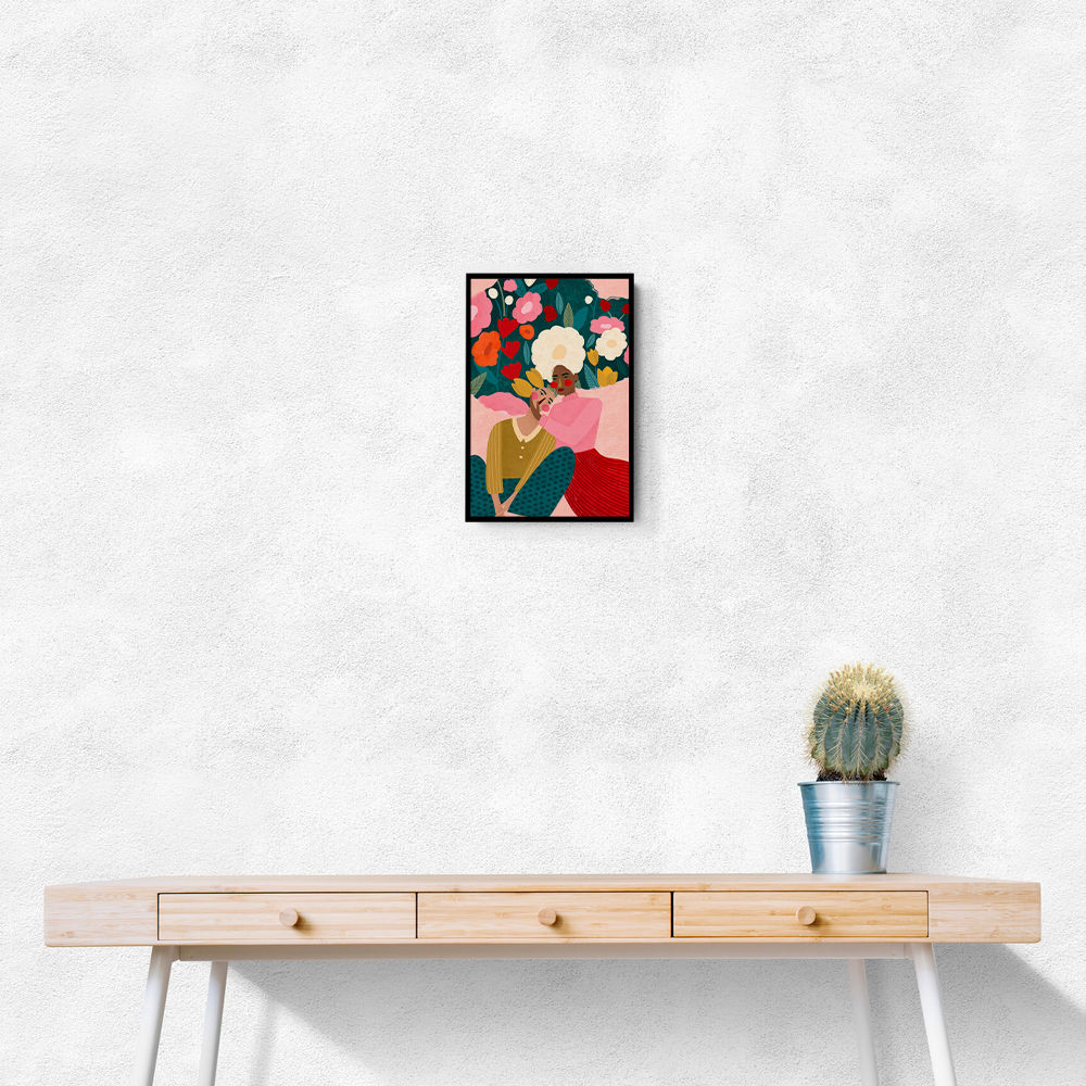 Embracing Couple  In Floral Embrace